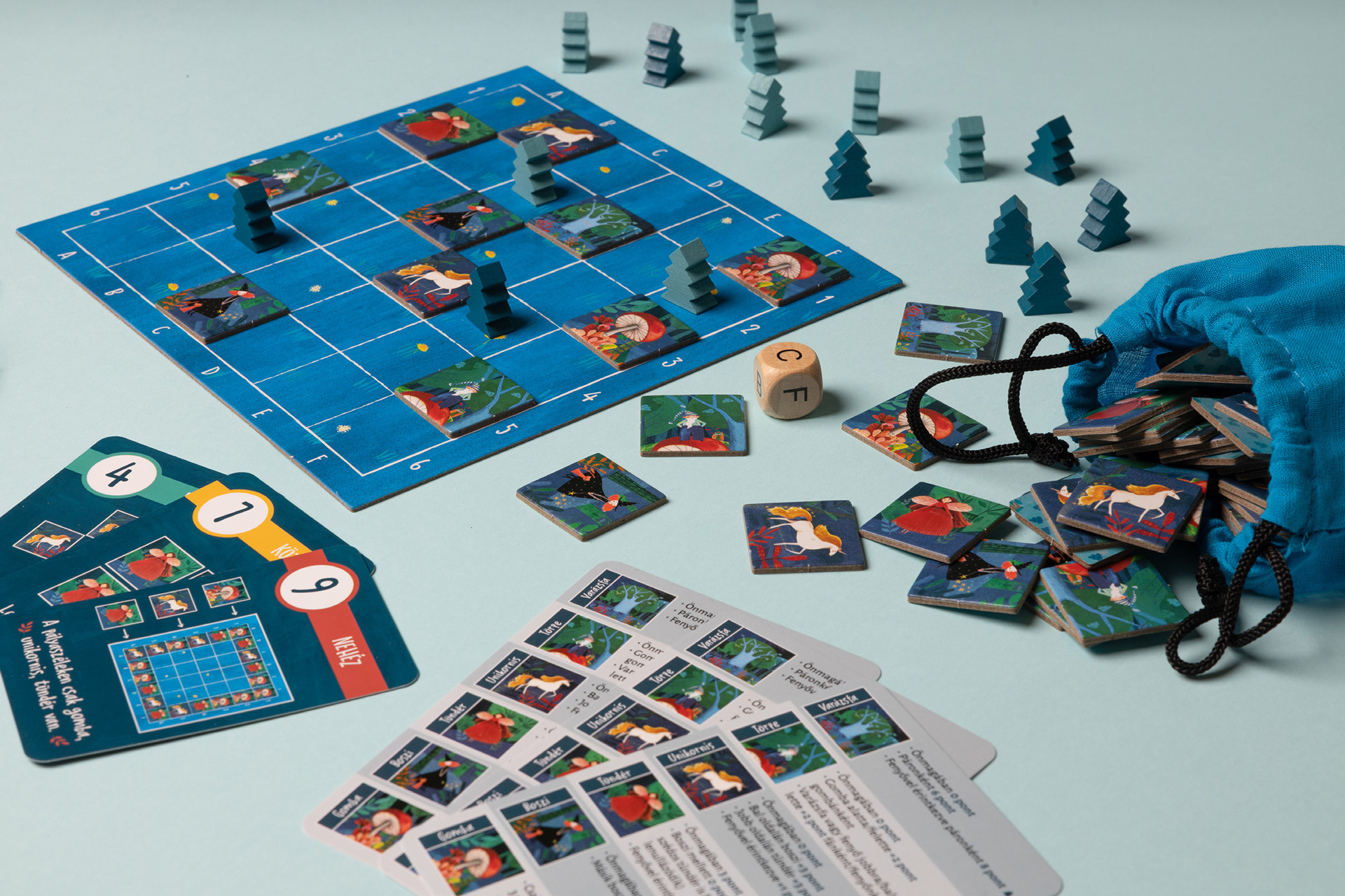 Finished board game in use